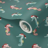 Christmas, Seahorse, Stockings, Teal, Pink, Dark Teal, Green, Coastal, Holiday, JG Anchor Designs, #coastal #seahorse #christmas