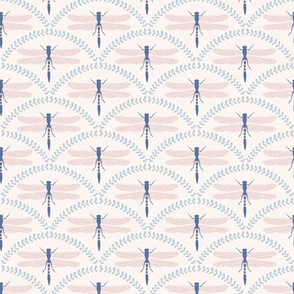 Dragonfly - Blush and Navy (Small Scale)
