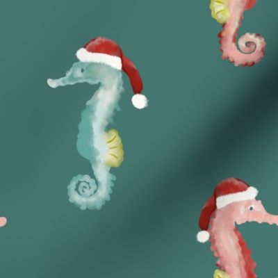 Christmas, Seahorse, Stockings, Coastal, Holiday, Teal, Green, Turquoise, Pink, JG Anchor Designs, #coastal #christmas