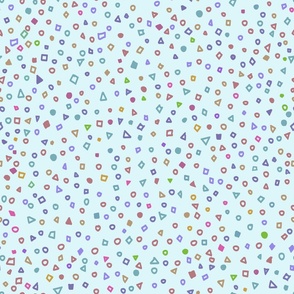 Confetti pattern on light blue background