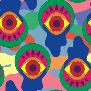 Groovy and Bright 1960s Hippie All Seeing Eyes