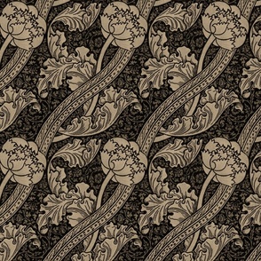 1890 Florence by John Henry Dearle for William Morris - Dark Regency Linen Coordinate