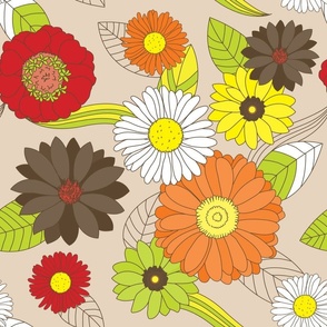 Retro Groovy 1960s Flower Print