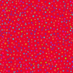 Confetti pattern on red background