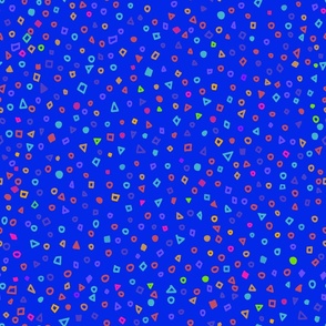 Confetti pattern on electric blue background