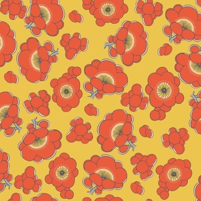 Retro Poppies - yellow