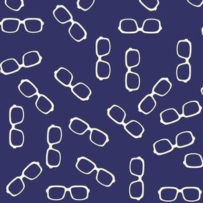 (S) Hubby's Favourite Pair of Glasses White on Blue Size S