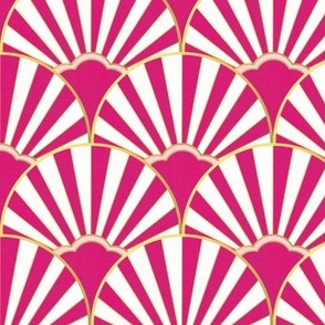 accented deco fan magenta pink