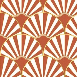 accented deco fan rust orange