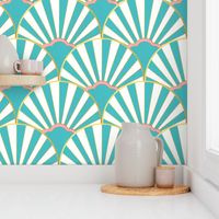 accented deco fan turquoise pink