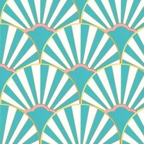 accented deco fan turquoise pink