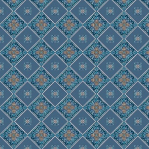 Petrol blue colour tile and flower.