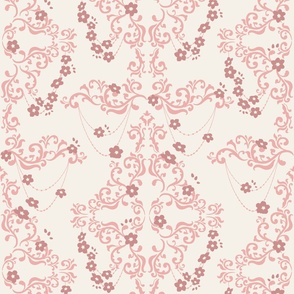 Forget-me-not Victorian Damask - Wallpaper 