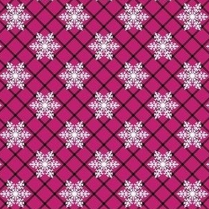 Small Scale Winter Snowflake Plaid Shocking Pink