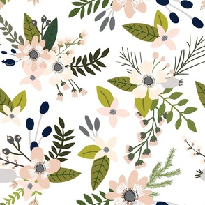 oversized sprigs and blooms // blush, gray, navy