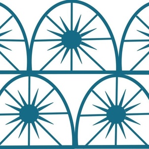 Art Deco Sunburst- Teal on White