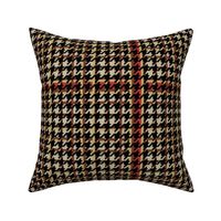 Red Brown and Beige Houndstooth Plaid