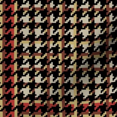 Red Brown and Beige Houndstooth Plaid