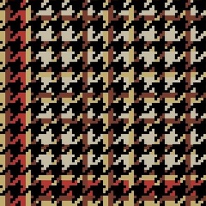 Red Brown and Beige Houndstooth Plaid