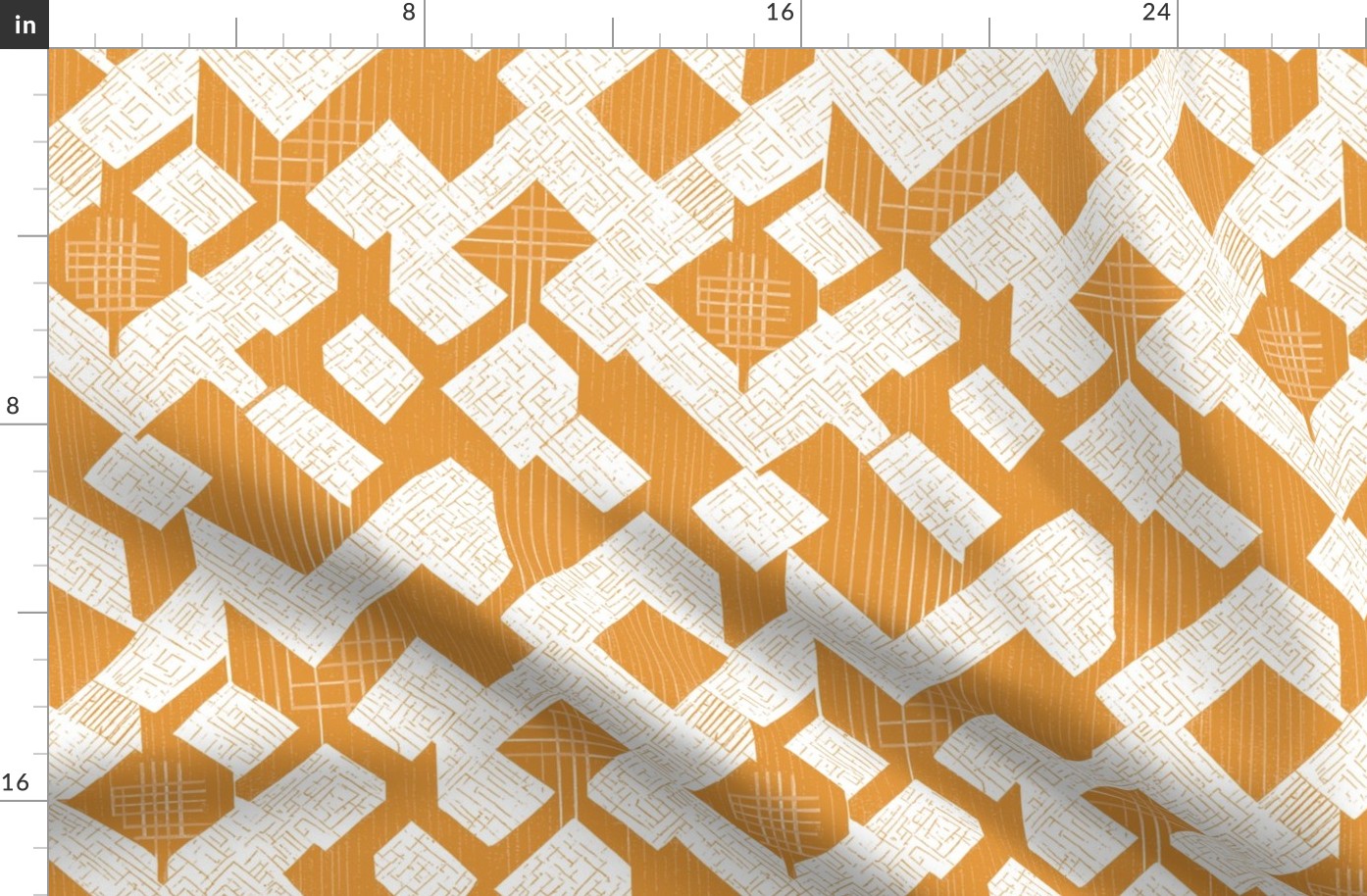 Japanese Inspired Block Furoshiki (marigold) Medium Scale - Japanese Gift Wrap