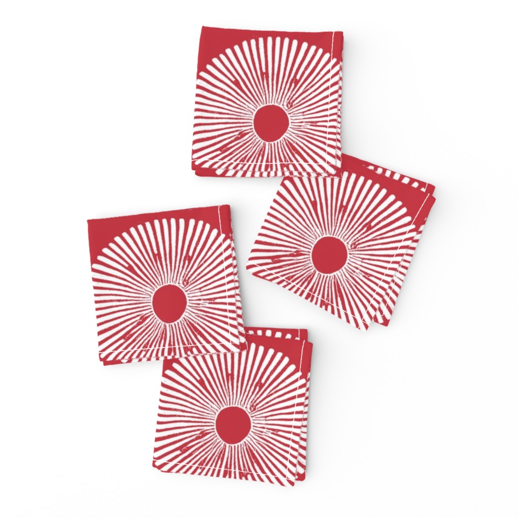 Japanese Inspired Sun Furoshiki (crimson) Medium Scale - Japanese Gift Wrap