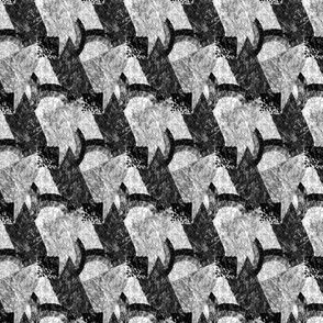 Art Deco Houndstooth in Pure Black, White, and Grey