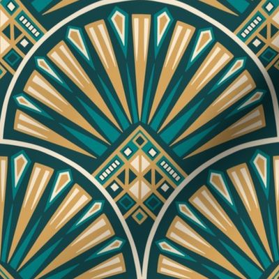 Art Deco Fan (8") - dark teal