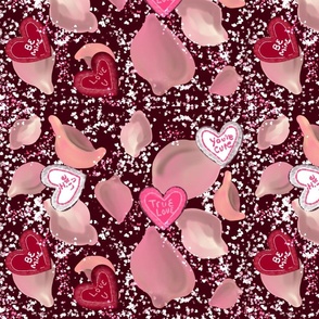 Candy Hearts and Rose Petals in Tossed.