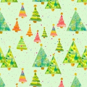 Christmas Tree Forest Watercolor