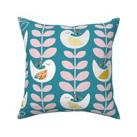 large__Peace dove- Mid-century design- Easter, Thanks Giving, Christmas- stylish Xmas Trees - The Petal Solids Coordinates Joy_cotton candy over lagoon teal plain