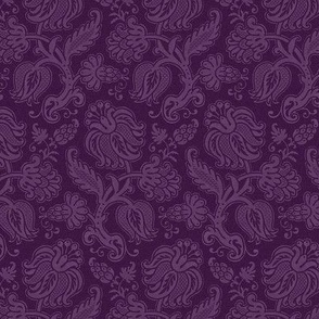 Renaissance-style  floral, aubergine, 6W
