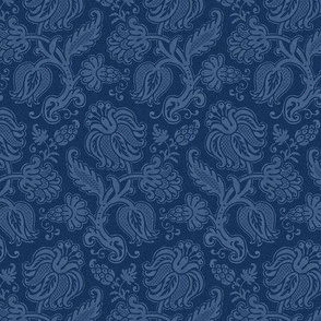 Renaissance-style floral, royal blue, 6W