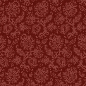 Renaissance-style floral, dark red, 12W