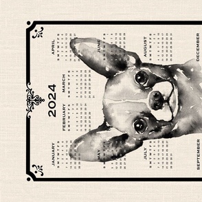 2024 Calendar - Abstract hand-painted Watercolor - vintage Chihuahua 