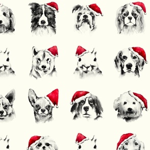 Santa’s Helpers - small - dogs, painted dogs, watercolor, christmas dogs