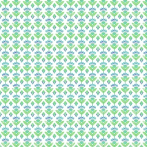 Stamped Blue Green Floral Small