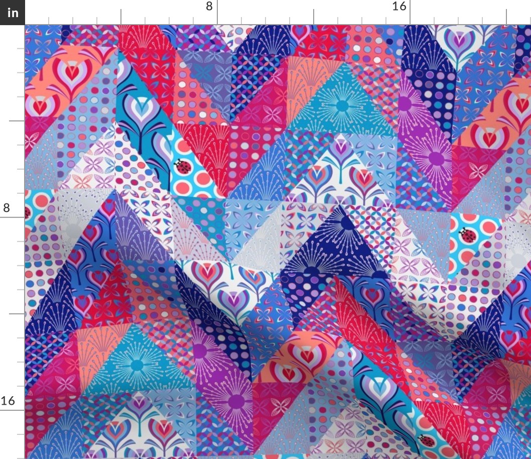 tulips chevron cheater quilt