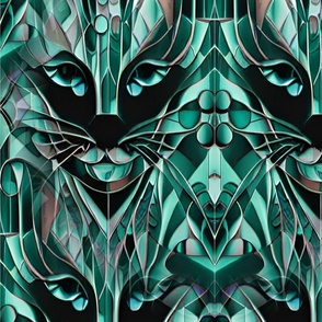 cat art deco emerald