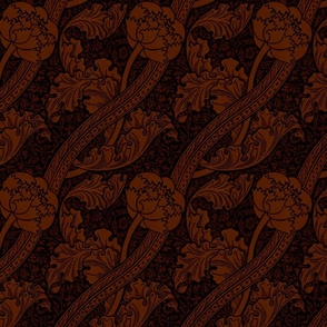 1890 Florence by John Henry Dearle for William Morris - Chocolate Brown Coordinate