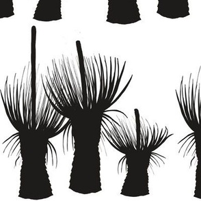 Australian Native Grass Tree Silhouettes black & white