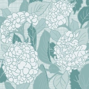 Hydrangea in Teal - rotated - medium scale 