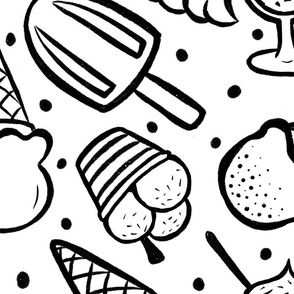 Ice creams black outline - white Large