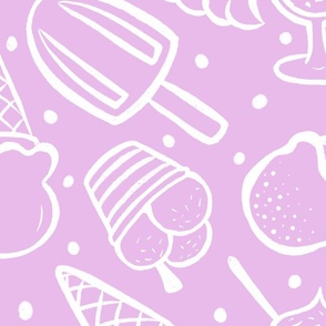 Ice creams white outline - purple Large