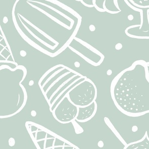Ice creams white outline - mint Large