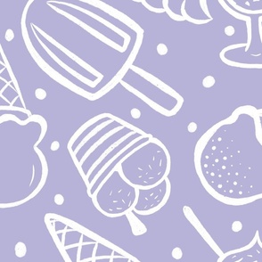 Ice creams white outline - lilac Large