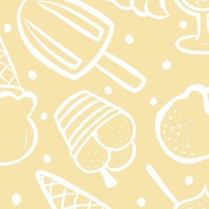 Ice creams white outline - yellow Large