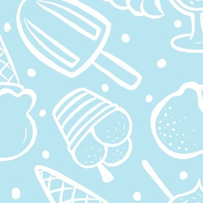 Ice creams white outline - blue Large