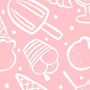 Ice creams white outline - pink Large