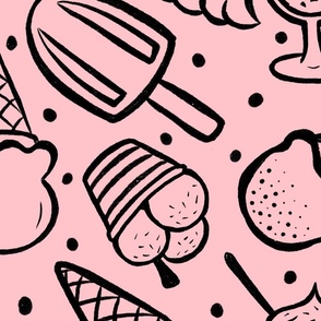 Ice creams black outline - pink Large