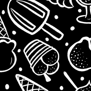 Ice creams white outline - black Large